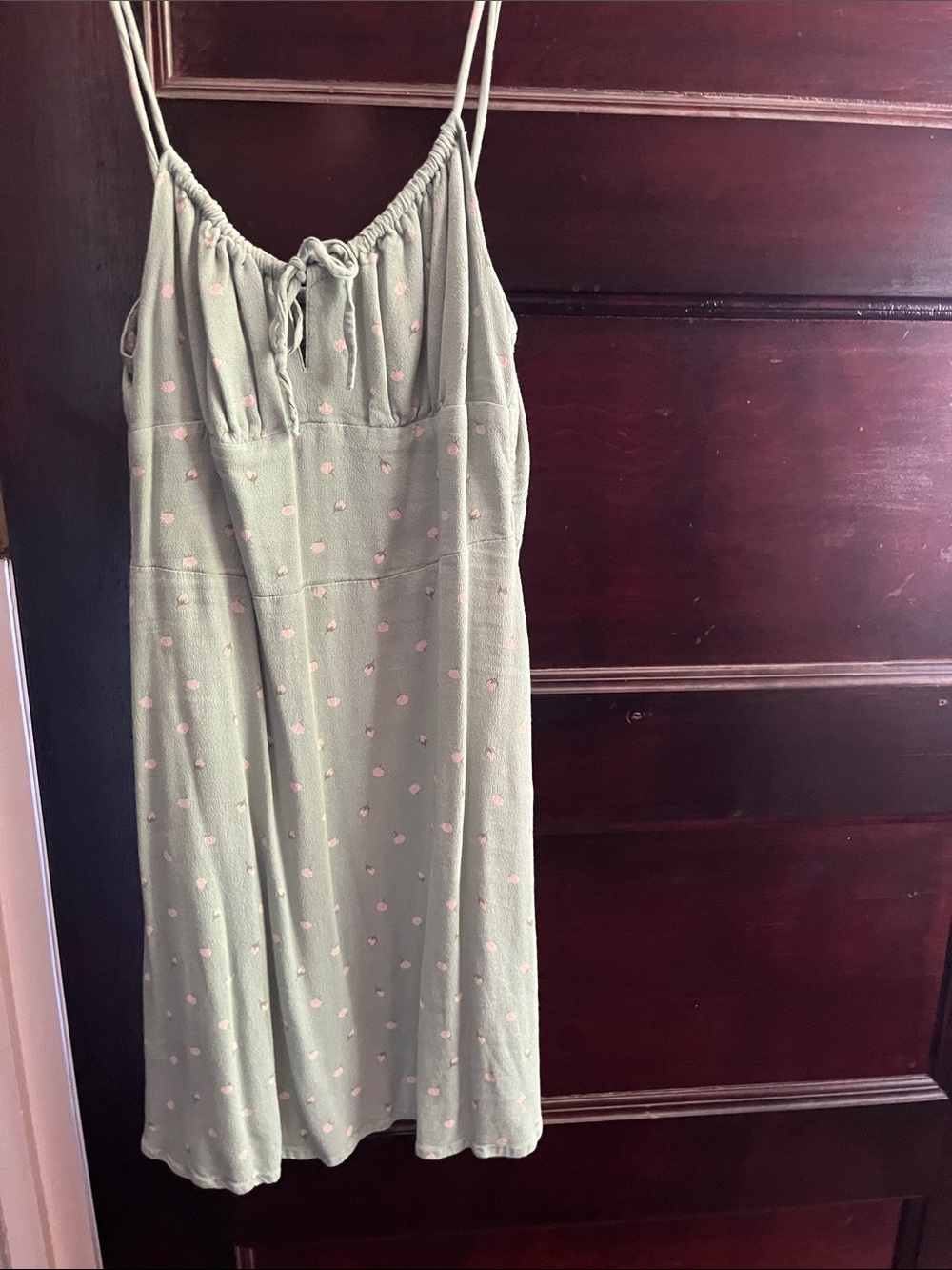 RVCA Sage Green Smocked Dress with Pink Speck Details